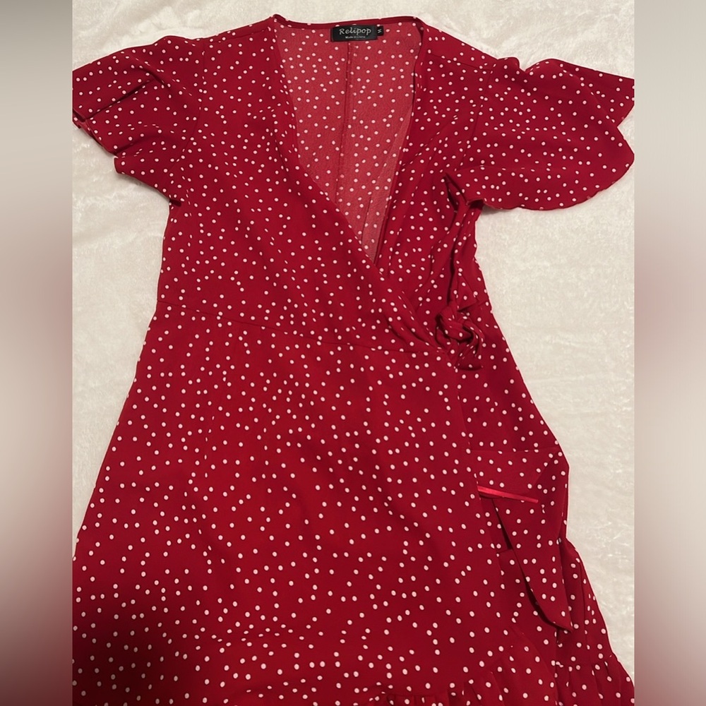 Red wrap dress